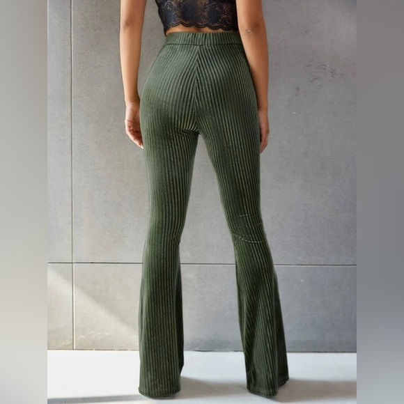 Dark green velvet stretchy pants. - Picture 3 of 6